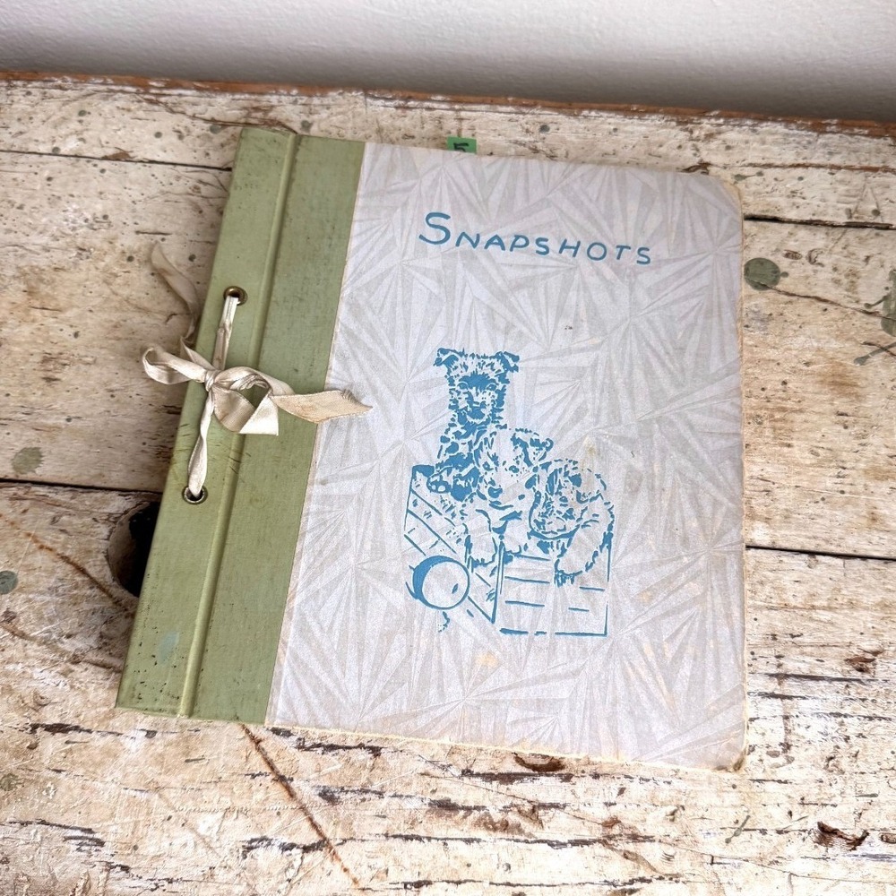 Vintage 1950s Snapshots Photo Album Dog Cover Original BW Photos